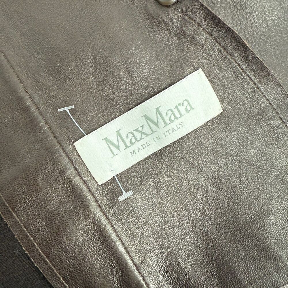 MAX MARA Double Breasted Blazer Suede Goatskin Leather Chocolate Brown Size 4 - Picture 10 of 13